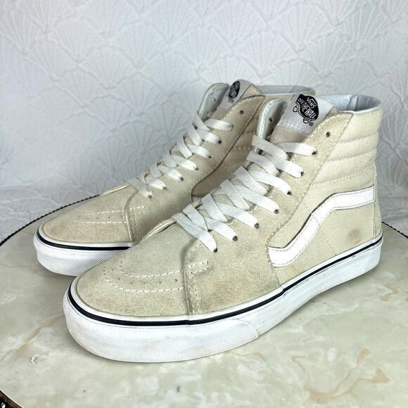 Vans Off The Wall Skateboard Athletic Sneakers 7.5 Cream Suede Hi Top Skate Shoe - Picture 4 of 11